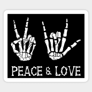 Peace and Love Skeleton Hands Sticker